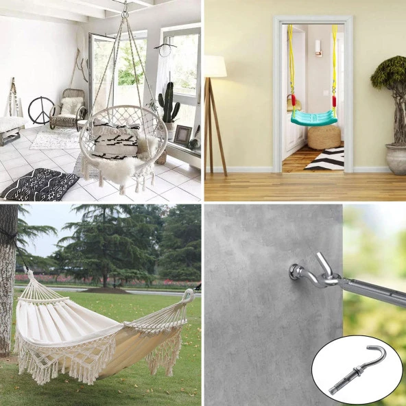 Kancalı Çelik Dübel Salıncak Boks Torbası Avize İçin Gömlekli Açık Ağız Kanca M10 - Resim 3