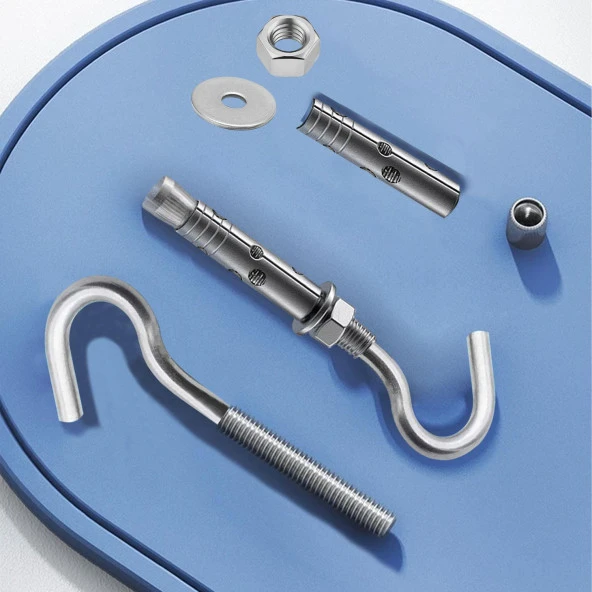 Kancalı Çelik Dübel Salıncak Boks Torbası Avize İçin Gömlekli Açık Ağız Kanca M10 - Resim 6