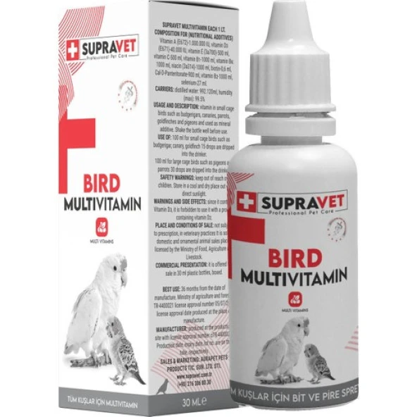 Supravet Kuşlar İçin Multi Vitamin Damla 30 Ml