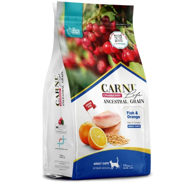 Carni Cat Adult (Yetişkin Kedi) Balık/Portakal Kedi Maması 10 KG