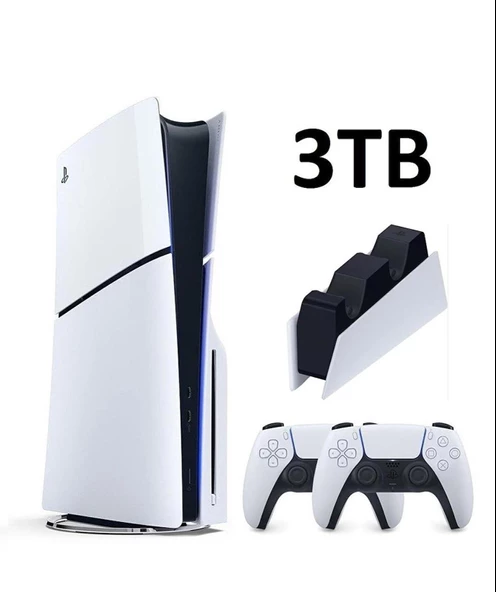 Playstation 5 Slim CD 3 TB (1TB+2TB) + 2. DualSense + Sarj istasyonu 3TB Ps5 (İthalatçı Garantili)