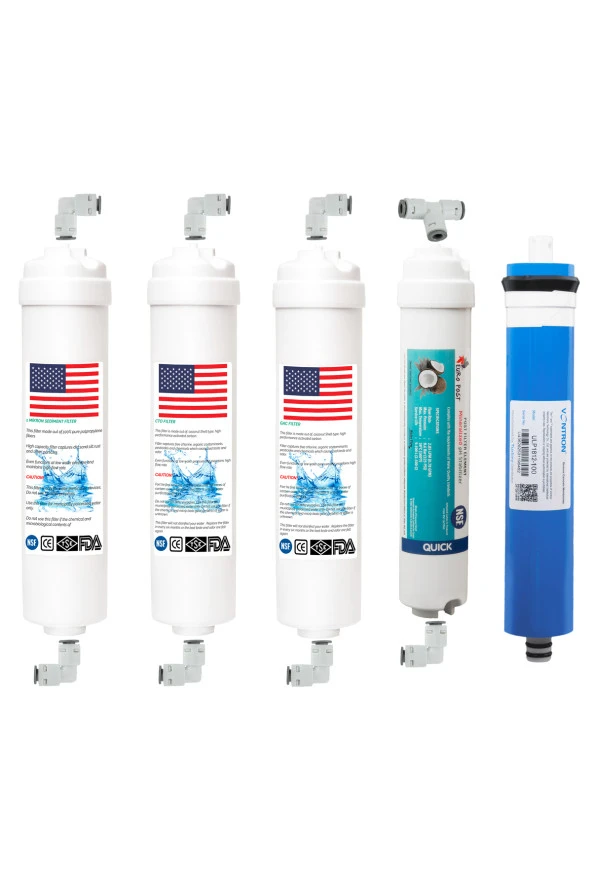 Kapalı Kasa 12" İnç 5li İnline Filtre Seti (Nsf Onaylı) Vontron Membranlı