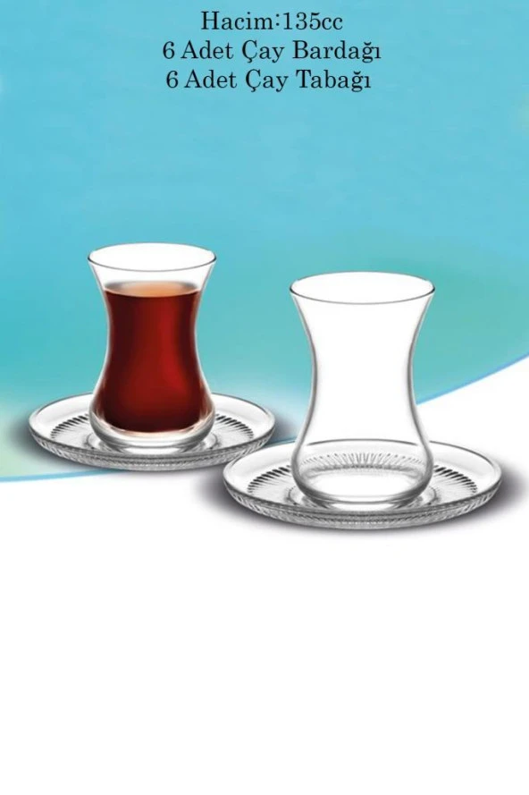12 Parça Cam Buket 135cc Çay Bardağı Takımı Seti