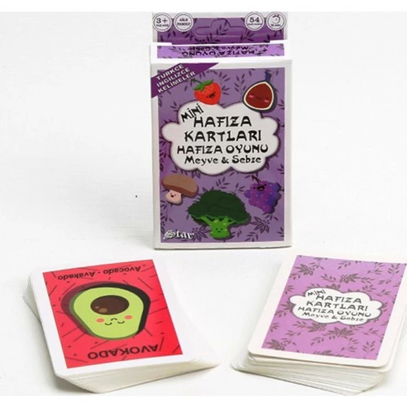 Eğitici Hafıza Oyunu Mini Kartlar Görsel Yetenek Geliştirici Oyuncak MEYVELER VE SEBZELER
