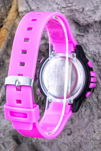 Dijital Kız Çocuk Saati, Su Geçirmez Mor Renk Genç Kol Saati Alarm, Takvim, Kronometre ST-304394 - Resim 2