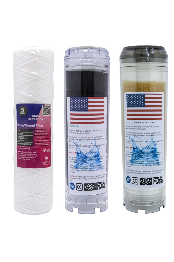 Daire Girişi Su Arıtma Cihazı Filtresi 3lü Filtre Seti ürün görseli