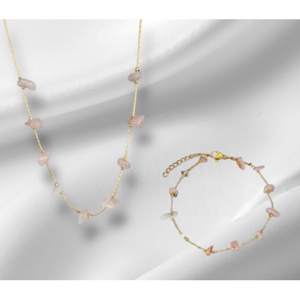 Kadın Doğal Taş Kolye Ve Bileklik Set