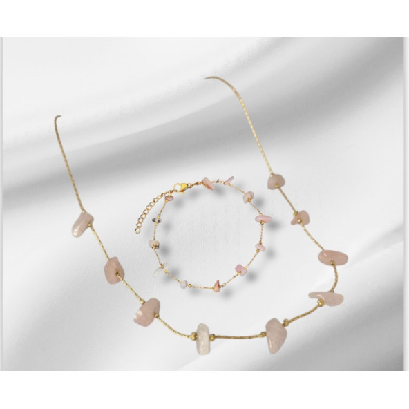 Kadın Doğal Taş Kolye Ve Bileklik Set - 2