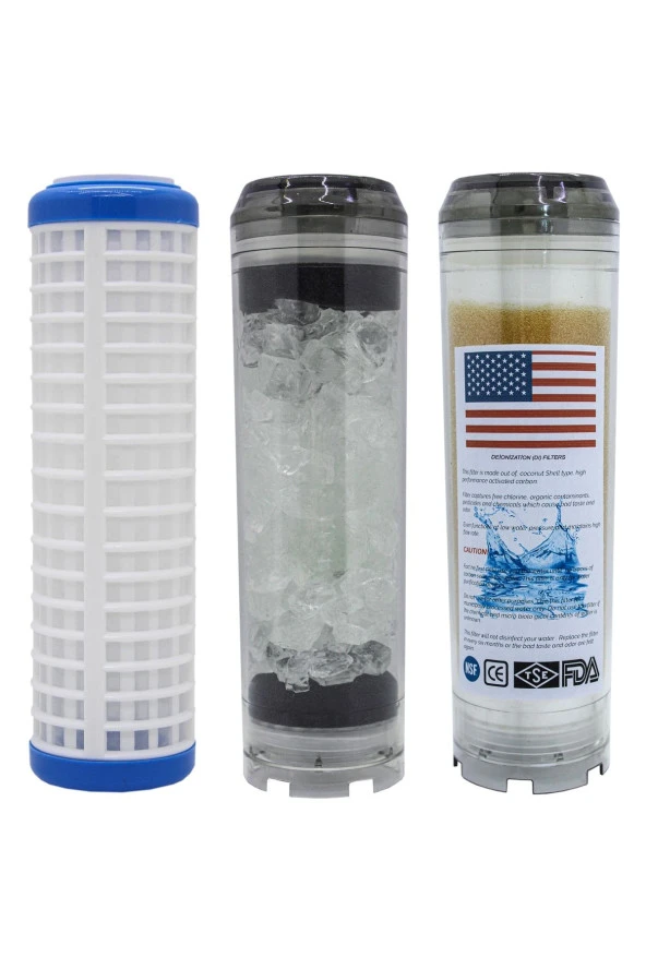 Daire Girişi Su Arıtma Cihazı Filtresi 3lü Filtre Seti ürün görseli