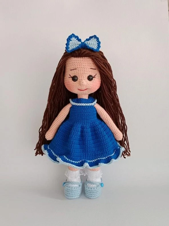 Deniz Mavisi Fatoş Bebek Amigurumi Organik Oyuncak - 1