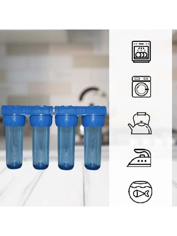 Daire Bina Sayaç Girişi 4 Aşama Su Arıtma Sistemi Yıkanabilir - Gac - Silifoz - Blok Karbon - 2