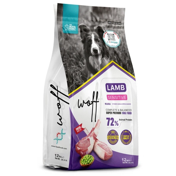 WOFF LAMB SENSITIVE KUZU YETİŞKİN HASSAS KÖPEK MAMASI 12 KG