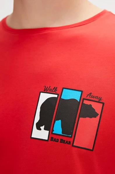 Bad Bear GRIZZLE T-SHIRT CRIMSON RED Erkek Tişört Kırmızı S-XXL - 3