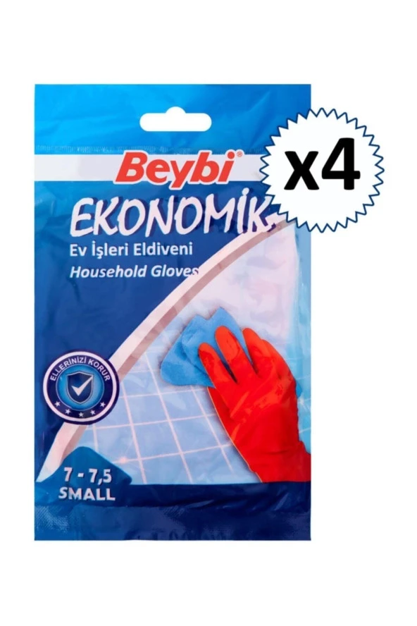 Bysevil Bulaşık Temizlik Eldiveni Small 7-7.5 (4 ADET)