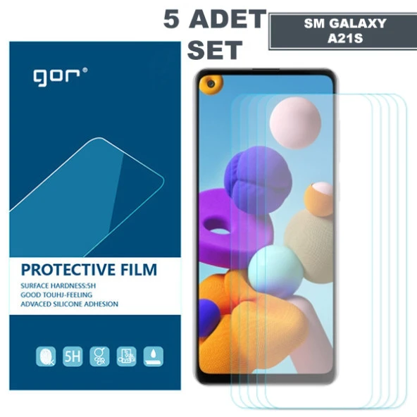 GOR SM Galaxy A21S HD Darbe Emici Ekran Koruyucu Jelatin 5 Adet Set