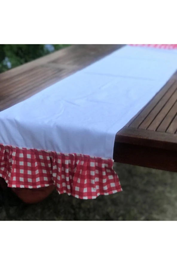 Fırfırlı Mavi Pötikare Runner & Ranir