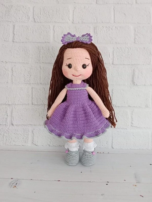 Mor Güzeli Fatoş Bebek Amigurumi Organik Oyuncak - 1