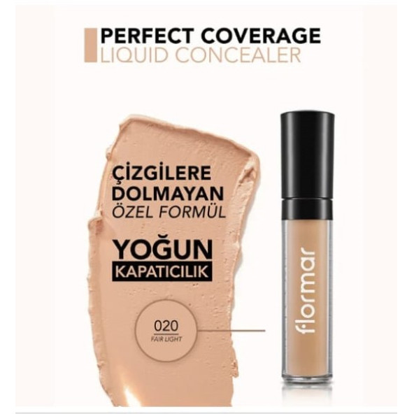 Flormar Perfect Coverage Hafif Yapılı Kapatıcı 020 Fair/Light: Sıcak Alt Ton - 4