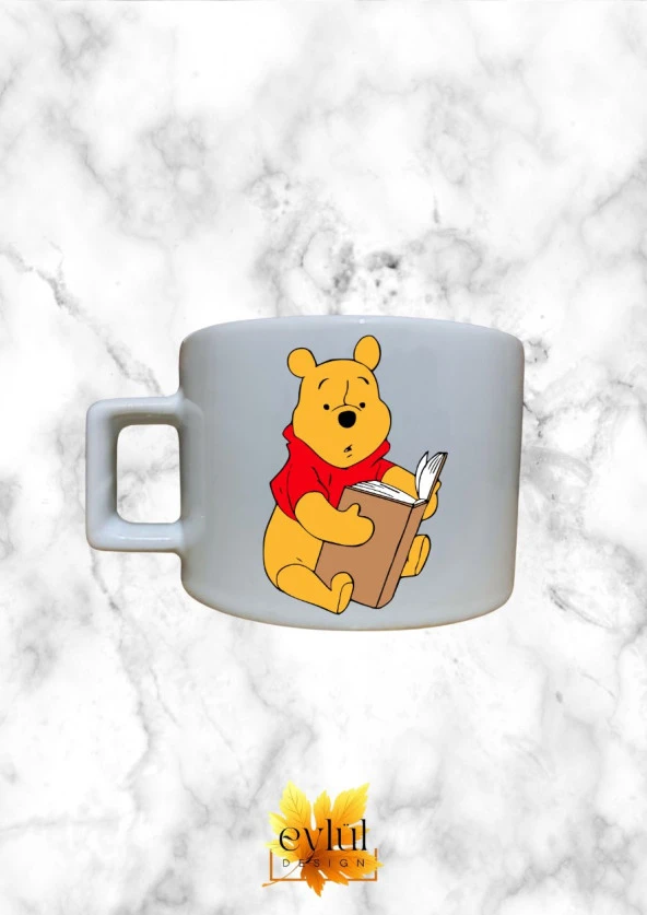 Winnie The Pooh Temalı Sevimli Özel Tasarım Baskılı Kupa Bardak Espresso Türk Kahvesi Bardağı