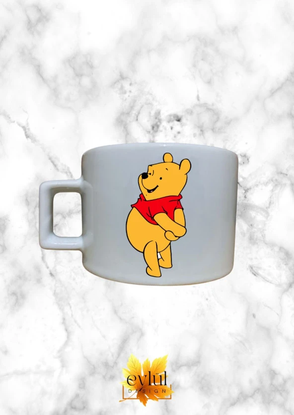 Winnie The Pooh Temalı Sevimli Özel Tasarım Baskılı Kupa Bardak Espresso Türk Kahvesi Bardağı