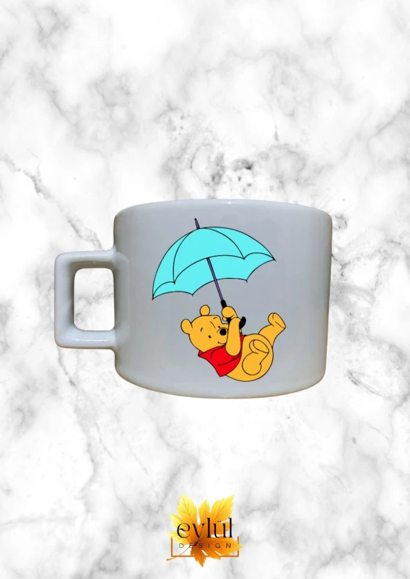 Winnie The Pooh Temalı Sevimli Özel Tasarım Baskılı Kupa Bardak Espresso Türk Kahvesi Bardağı