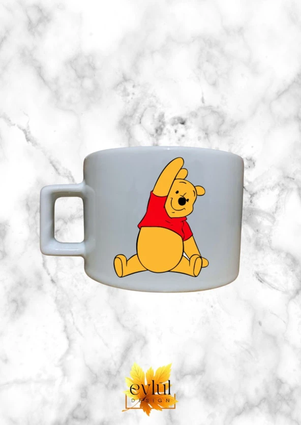 Winnie The Pooh Temalı Sevimli Özel Tasarım Baskılı Kupa Bardak Espresso Türk Kahvesi Bardağı - 3