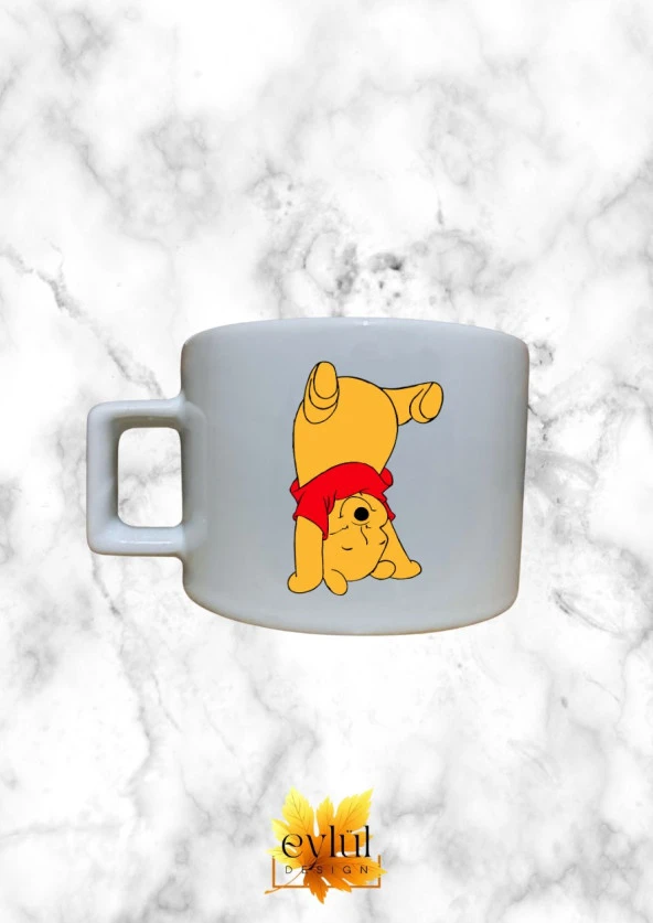 Winnie The Pooh Temalı Sevimli Özel Tasarım Baskılı Kupa Bardak Espresso Türk Kahvesi Bardağı