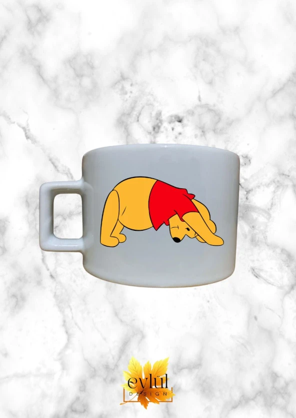 Winnie The Pooh Temalı Sevimli Özel Tasarım Baskılı Kupa Bardak Espresso Türk Kahvesi Bardağı