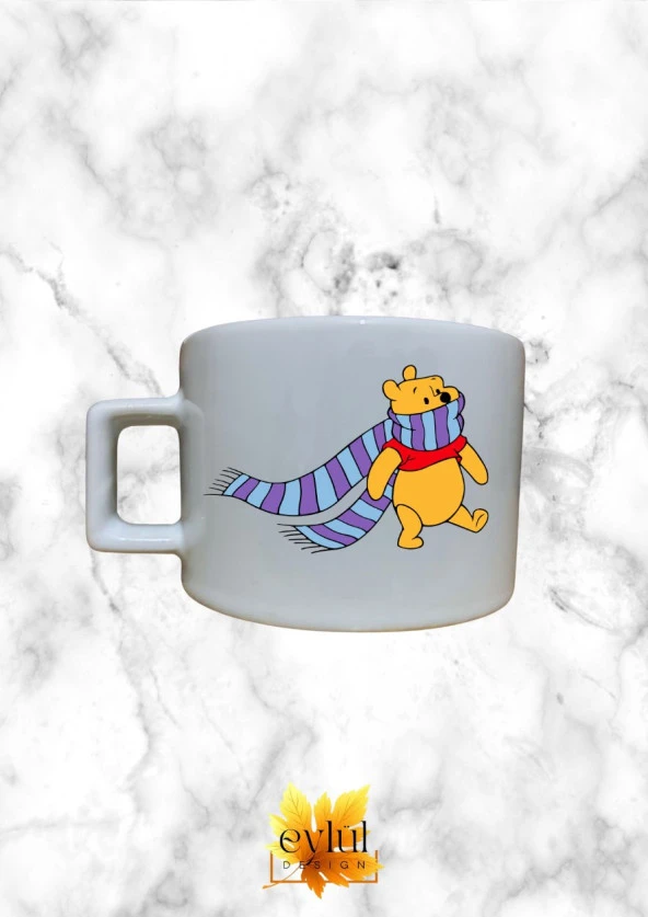Winnie The Pooh Temalı Sevimli Özel Tasarım Baskılı Kupa Bardak Espresso Türk Kahvesi Bardağı