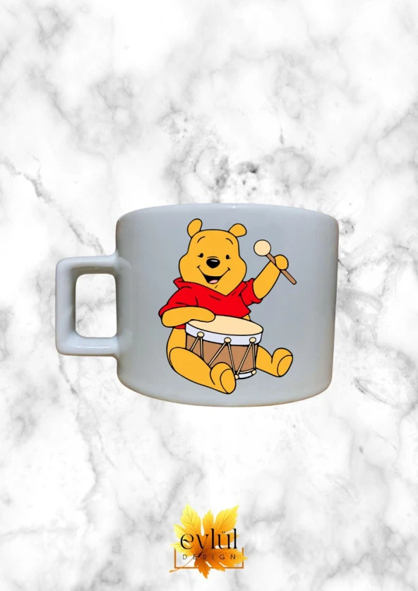 Winnie The Pooh Temalı Sevimli Özel Tasarım Baskılı Kupa Bardak Espresso Türk Kahvesi Bardağı