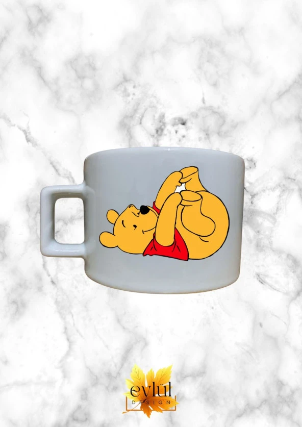 Winnie The Pooh Temalı Sevimli Özel Tasarım Baskılı Kupa Bardak Espresso Türk Kahvesi Bardağı