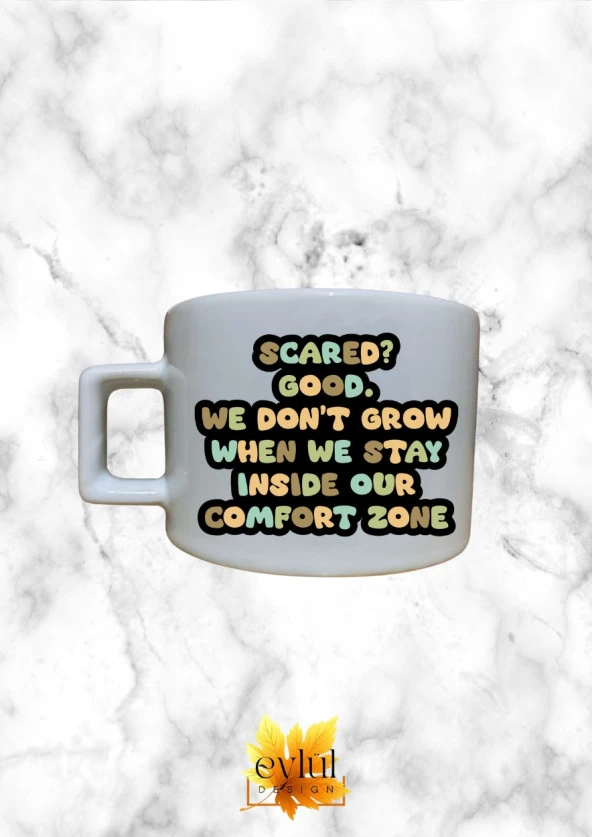 Motivasyon Temalı İngilizce Özel Tasarım Baskılı Kupa Bardak Espresso Türk Kahvesi Bardağı