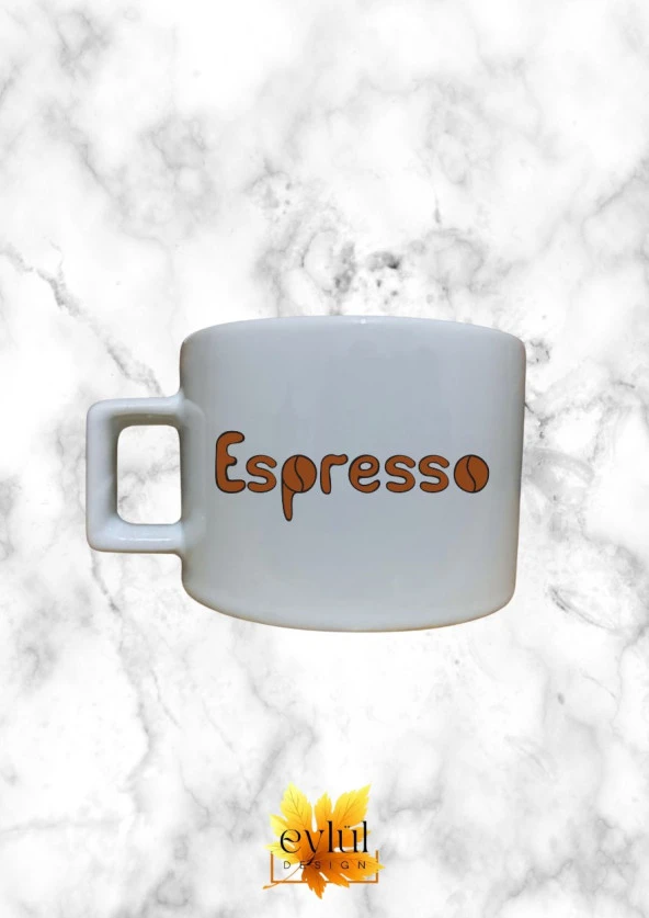 Espresso Temalı Kahve Özel Tasarım Baskılı Kupa Bardak Espresso Türk Kahvesi Bardağı