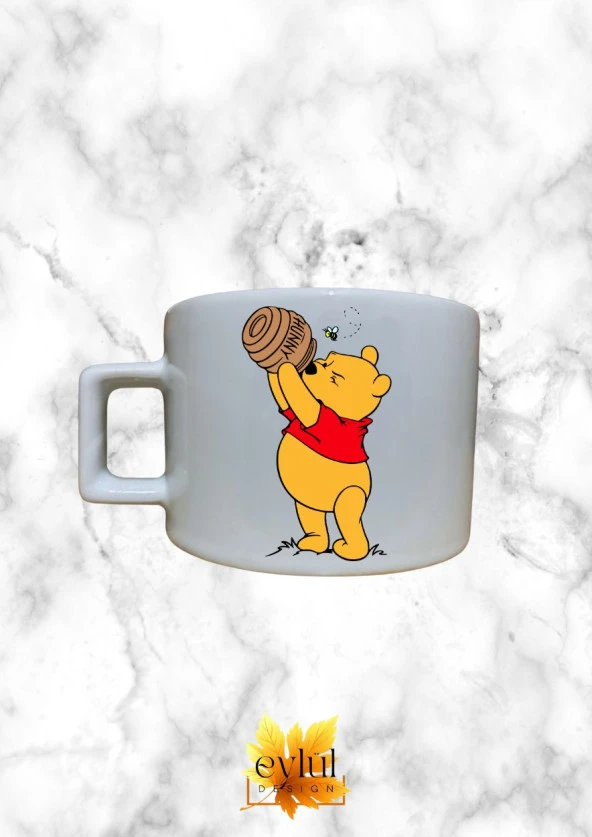 Winnie The Pooh Temalı Sevimli Özel Tasarım Baskılı Kupa Bardak Espresso Türk Kahvesi Bardağı