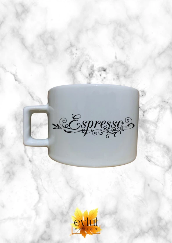 Espresso Temalı Kahve Özel Tasarım Baskılı Kupa Bardak Espresso Türk Kahvesi Bardağı
