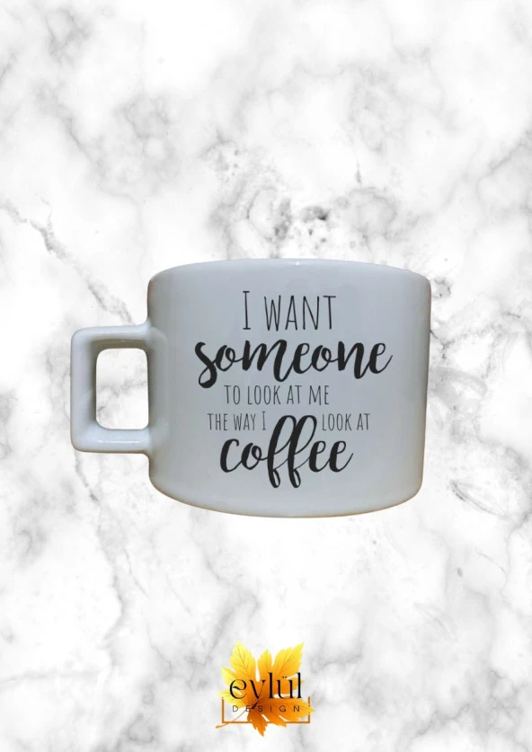 Kahve Temalı İngilizce Eğlenceli Özel Tasarım Baskılı Kupa Bardak Espresso Türk Kahvesi Bardağı