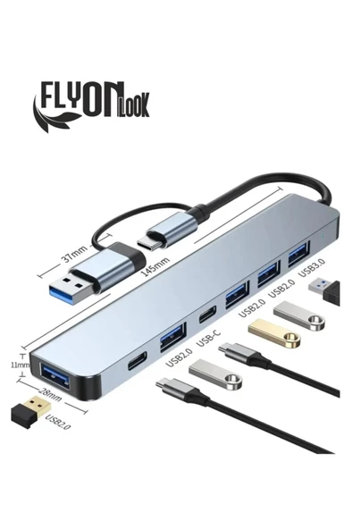 7 in 1  Usb/type-c Telefon  IPAD-PC ve Televizyonlar  Şarj ,Mause  Klavye Uyumlu Veri Aktarımı HUB