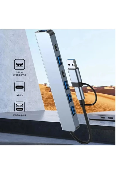 7 in 1 Usb/type-c Telefon IPAD-PC ve Televizyonlar Şarj ,Mause Klavye Uyumlu Veri Aktarımı HUB - 5