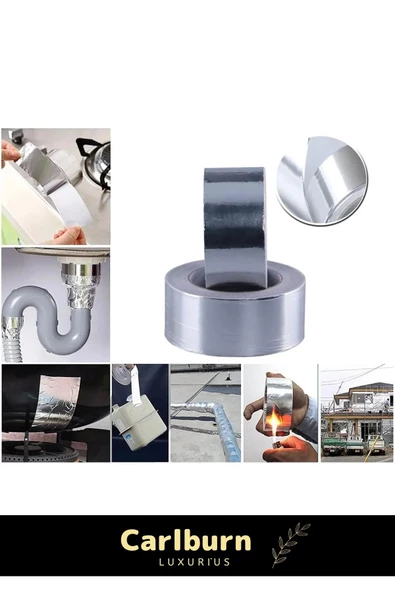Özel Suya Sıcaklığa Dayanıklı Tamir Soba Boru Yama Alüminyum Yanmaz Folyo Bant 45mm - 5mt - 3 Adet - Resim 3