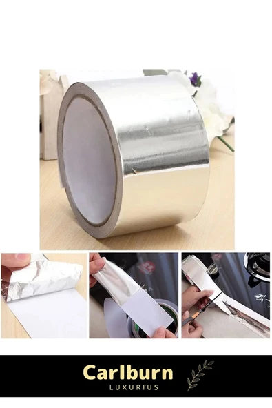 Özel Suya Sıcaklığa Dayanıklı Tamir Soba Boru Yama Alüminyum Yanmaz Folyo Bant 45mm - 5mt - 3 Adet - Resim 5