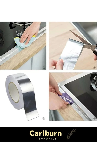 Özel Suya Sıcaklığa Dayanıklı Tamir Soba Boru Yama Alüminyum Yanmaz Folyo Bant 45mm - 5mt - 2 Adet - 6