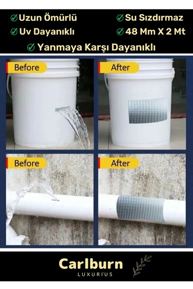 Süper Güçlü Su Geçirmez Sızdırmaz Mavi Renk Çok Amaçlı Tamir İzolasyon Bandı 48mm x 10m - 10 Adet - 3