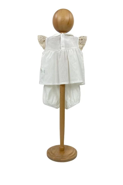 Kız Bebek Şortlu Takım Naturel Kumaş - 3