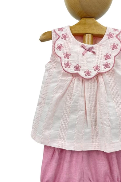 Kız Bebek Yazlık Takım Pembe Şortlu Gömlekli 2'li Takım - 2