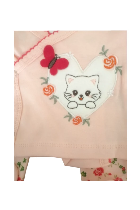 Kız Bebek Takım 5'li Kalpli Pembe - Resim 2