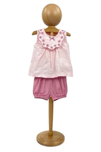 Kız Bebek Yazlık Takım Pembe Şortlu Gömlekli 2'li Takım - 3