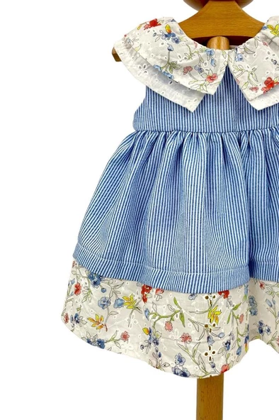 Kız Bebek Elbise Mavi Çiçekli - 2