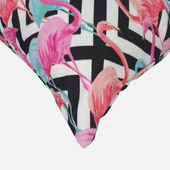 Flamingo Desenli Dijital Baskılı Kırlent Kılıfı - Resim 2