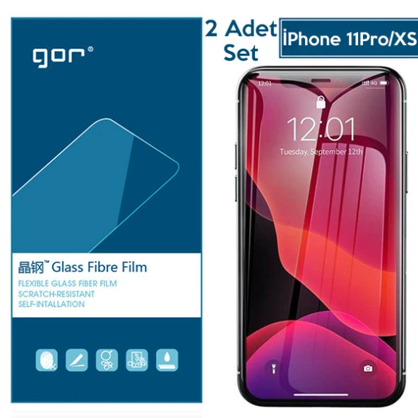 GOR İPhone 11 Pro XS 5.8 Flexible Nano Glass Ekran Koruyucu 2adet Set