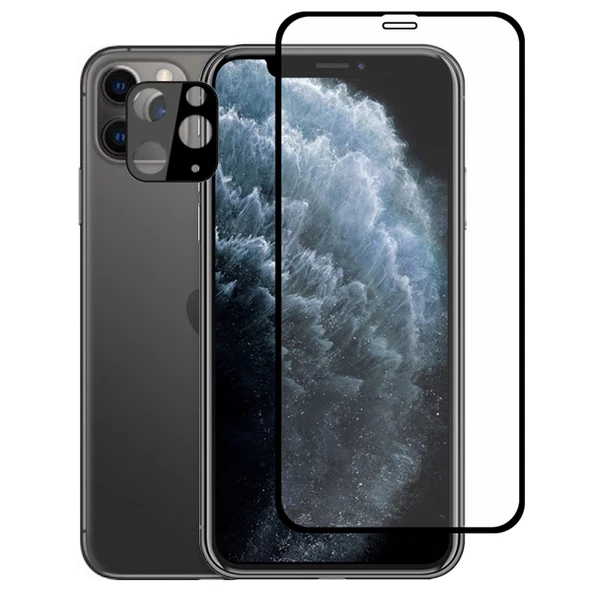 İPhone 11 Pro 2İN1 Full Glue Tempered Cam Ekran Koruyucu +Kamera Lens Set